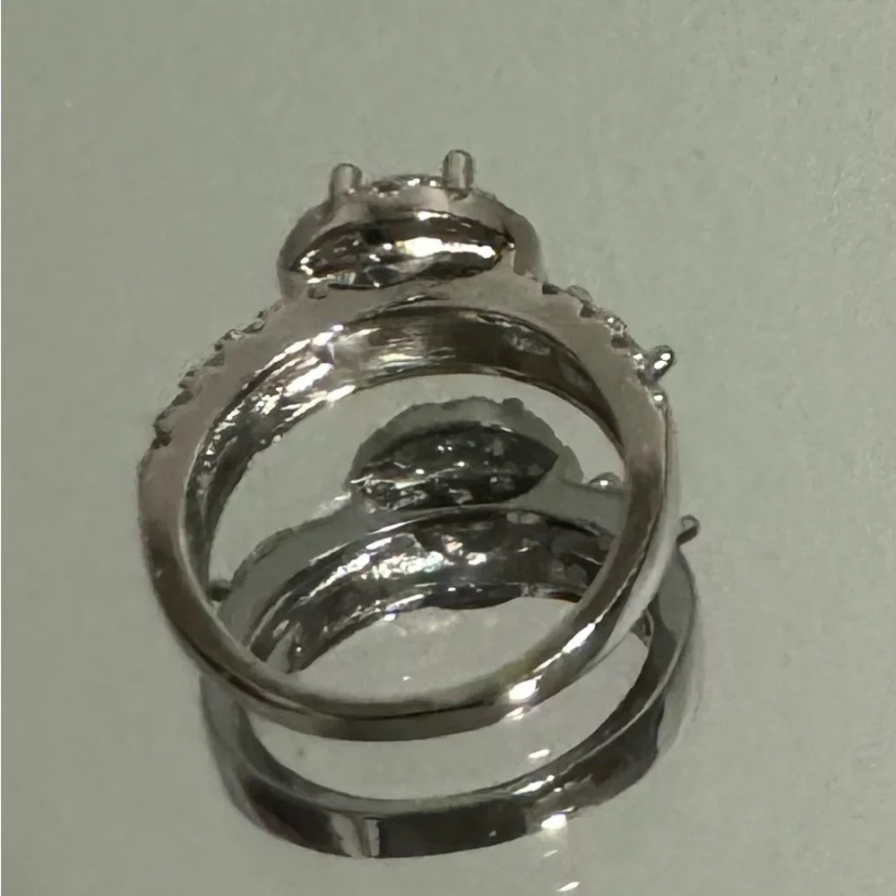 🆕 Piatella ring,1/2 carat round cut, accents, 14k white gold plated setting - Picture 4 of 14